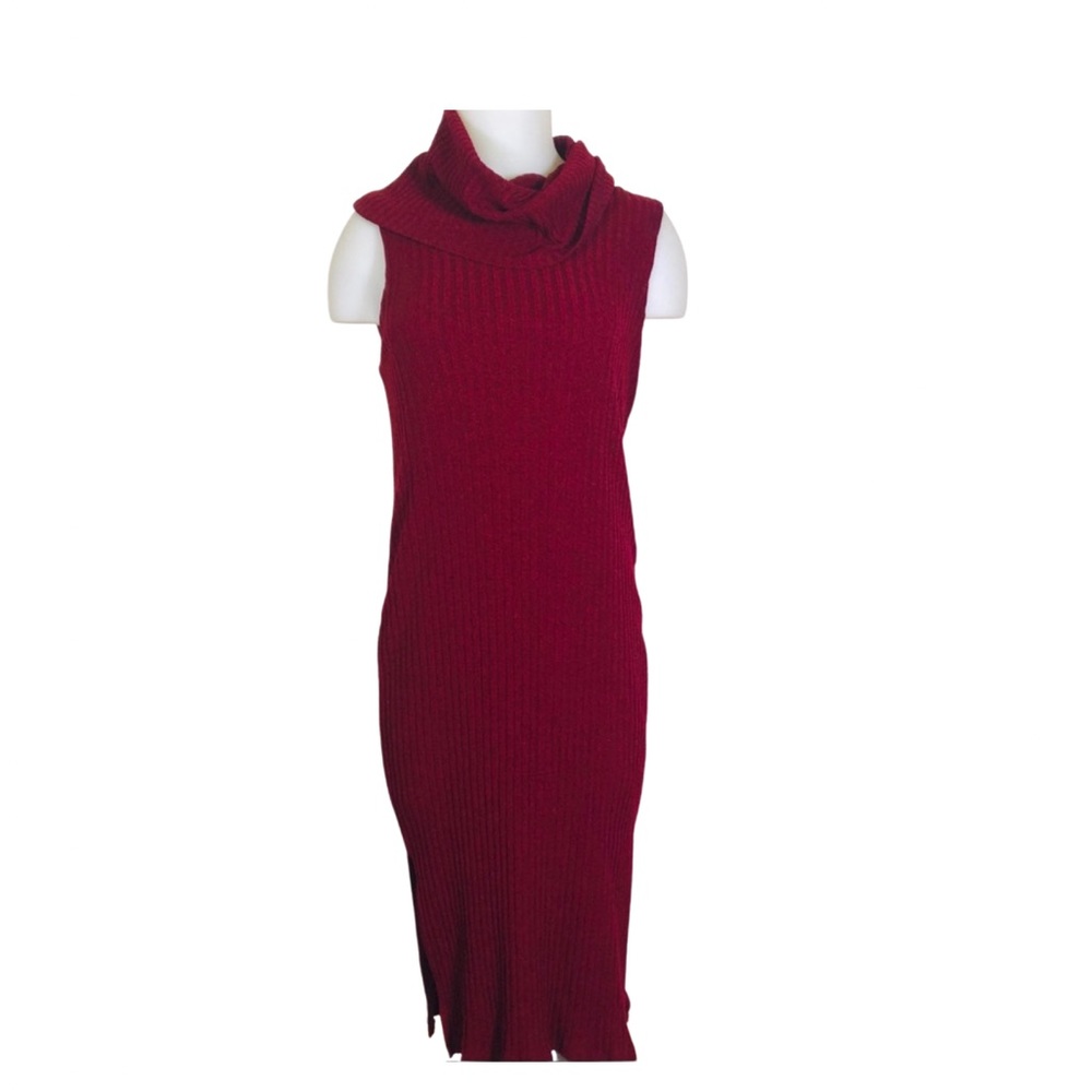 Alya Red Cowl Turtleneck - Burgundy color